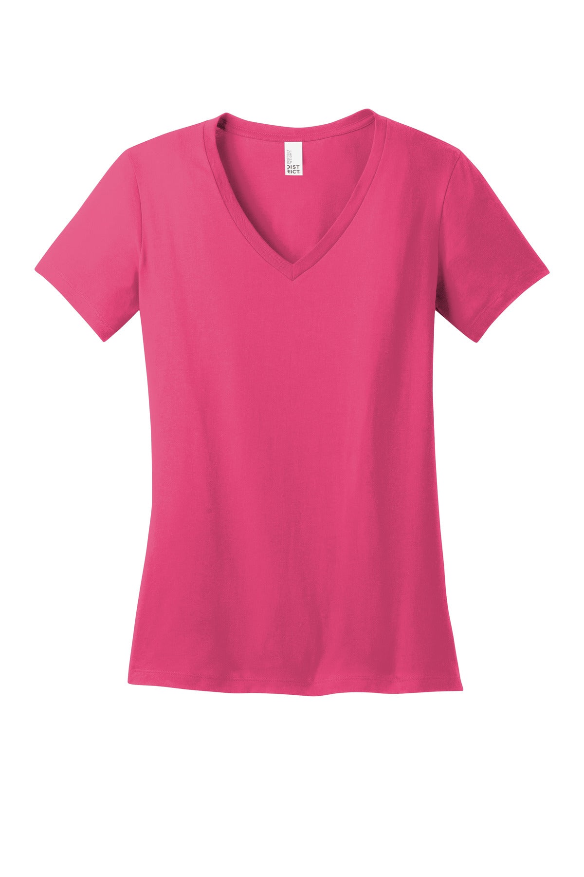 Front View of Dark Fuchsia District - Women's Perfect Weight V-Neck Tee. DM1170L