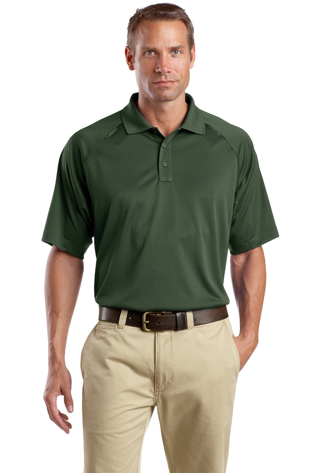 Front View of Dark Green CornerStone - Select Snag-Proof Tactical Polo. CS410