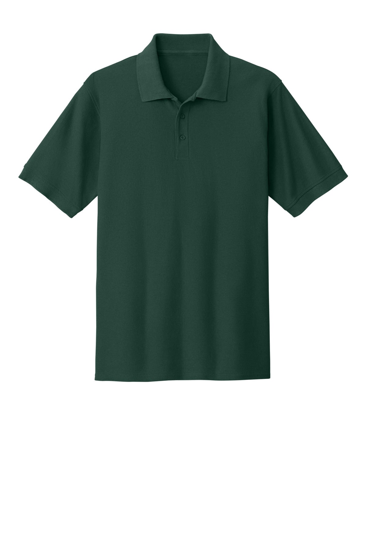 Front View of Dark Green Port & Co Core Blend Pique Polo. KP155