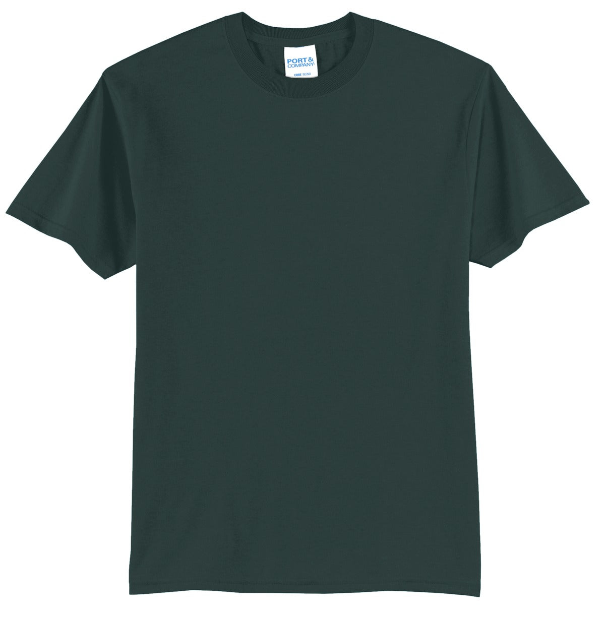Front View of Dark Green Port & Co Core Blend Tee. PC55
