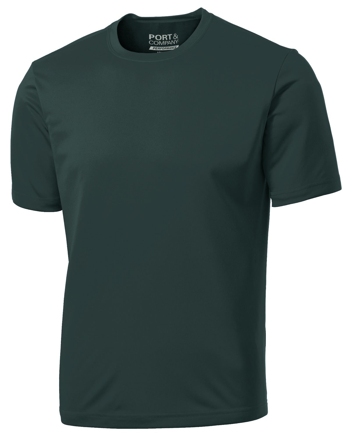 Front View of Dark Green Port & Co Performance Tee. PC380