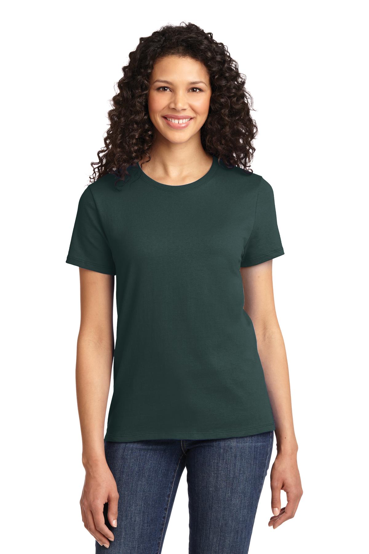 Front View of Dark Green Port & Co Women's Essential Tee. LPC61