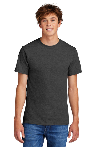 Front View of Dark Hthr Grey Port & Co Core Blend Tee. PC55