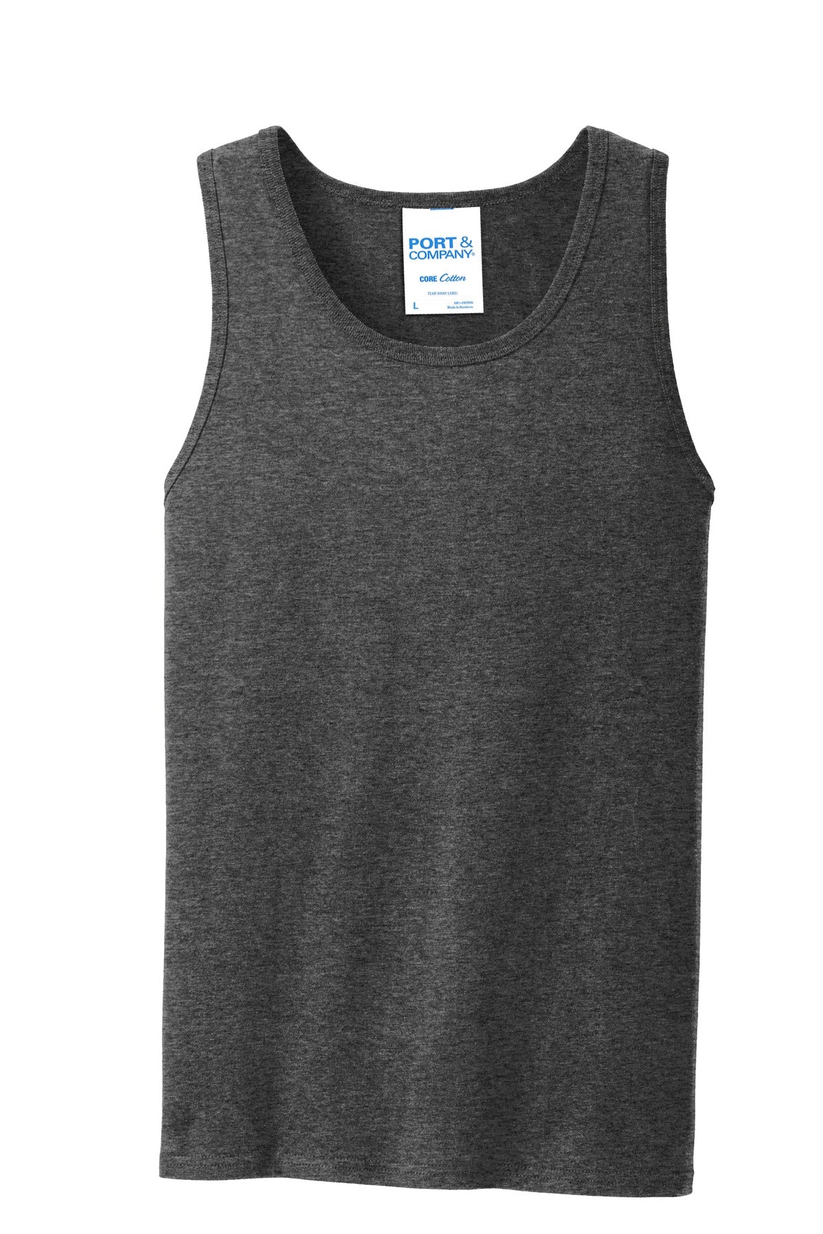 Front View of Dark Hthr Grey Port & Co Core Cotton Tank Top. PC54TT
