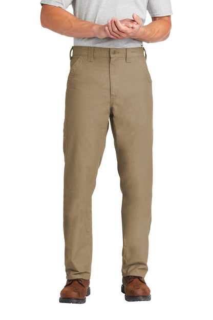 Front View of Dark Khaki Carhartt Canvas Work Dungaree. CTB151