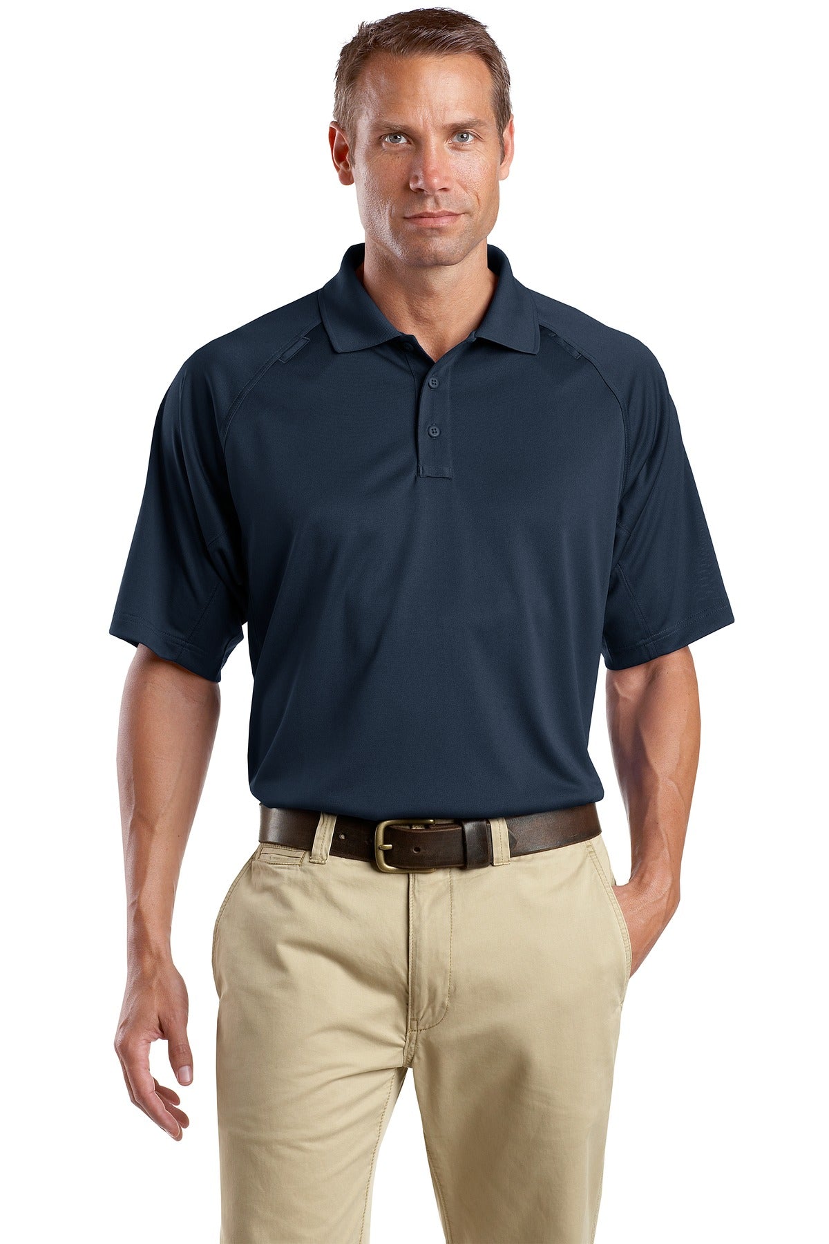 Front View of Dark Navy CornerStone - Select Snag-Proof Tactical Polo. CS410