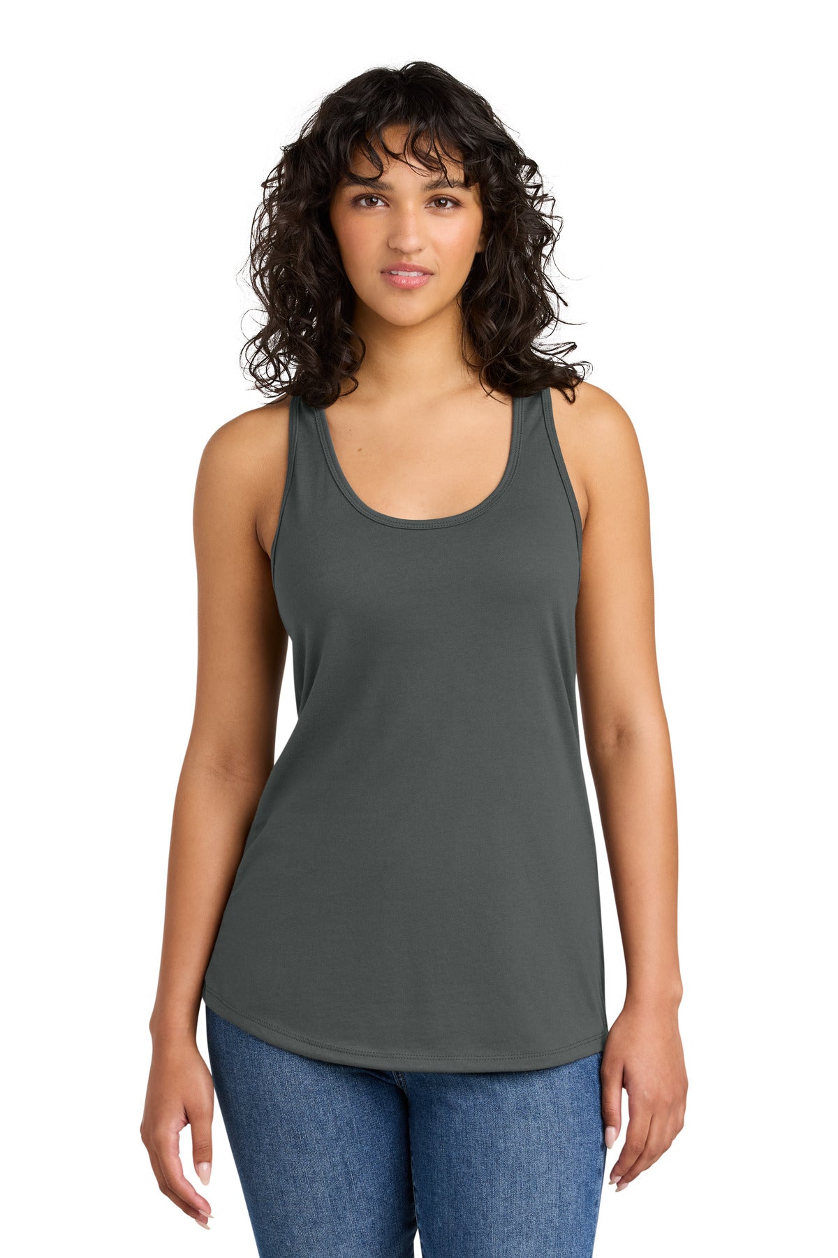 Front View of DarkGray Next Level Apparel Women's Ideal Racerback Tank NL1533