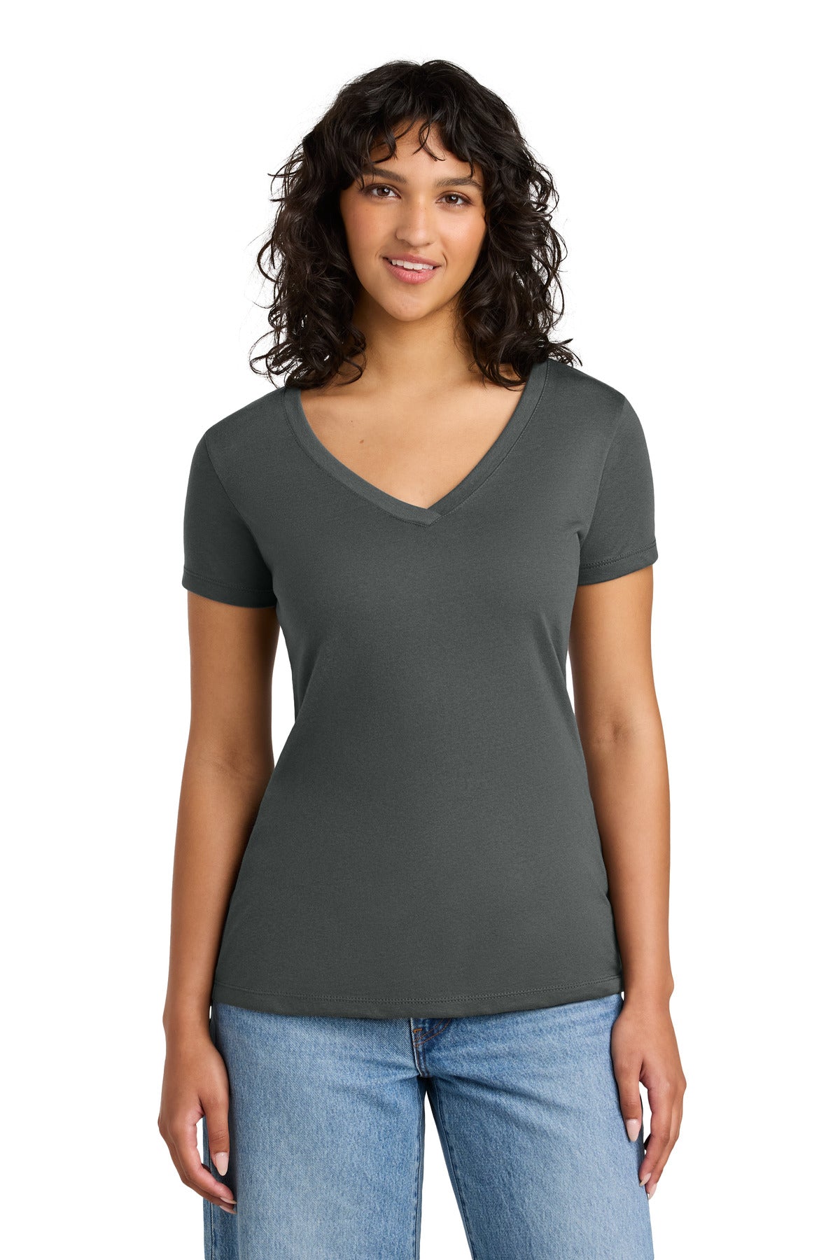 Front View of DarkGray Next Level Apparel Women's Ideal V-Neck Tee NL1540