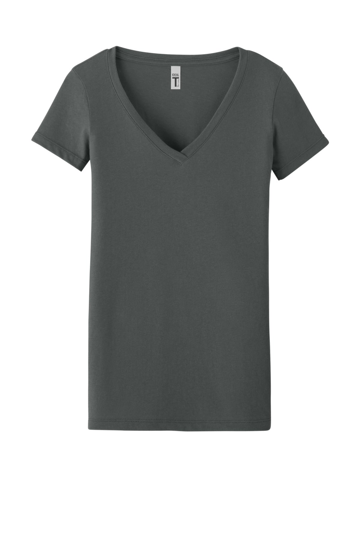 Front View of DarkGray Next Level Apparel Women's Ideal V-Neck Tee NL1540