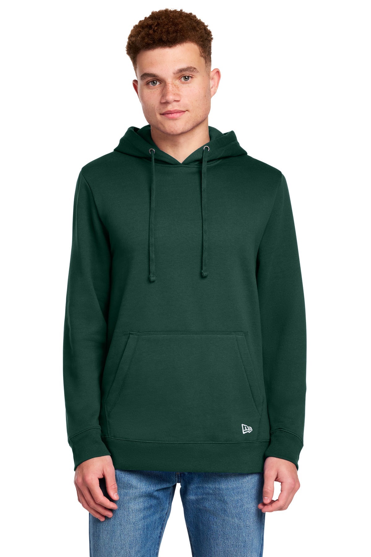 Front View of DarkGreen New Era Comeback Fleece Pullover Hoodie NEA550