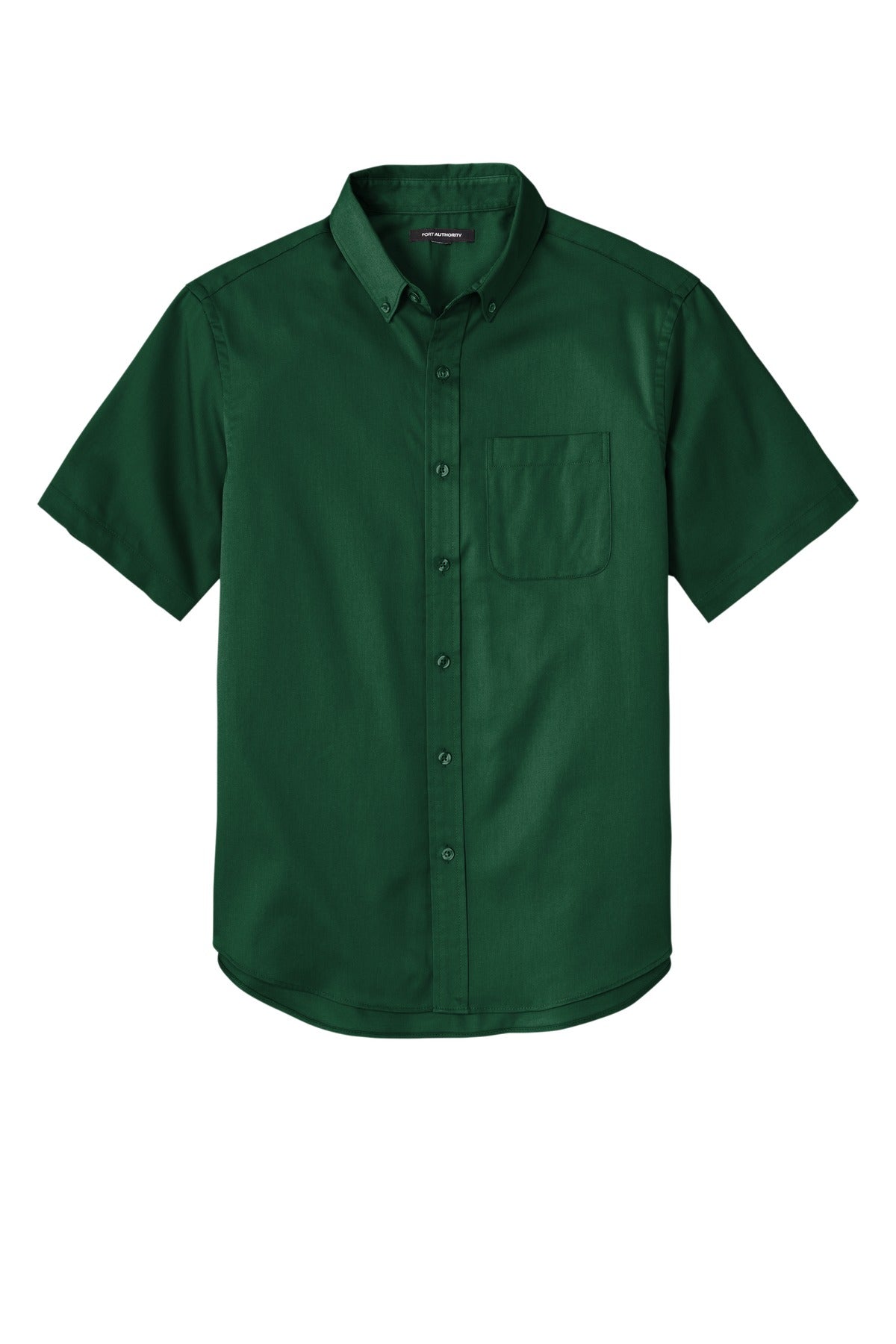 Front View of DarkGreen Port Authority Short Sleeve SuperPro React Twill Shirt. W809