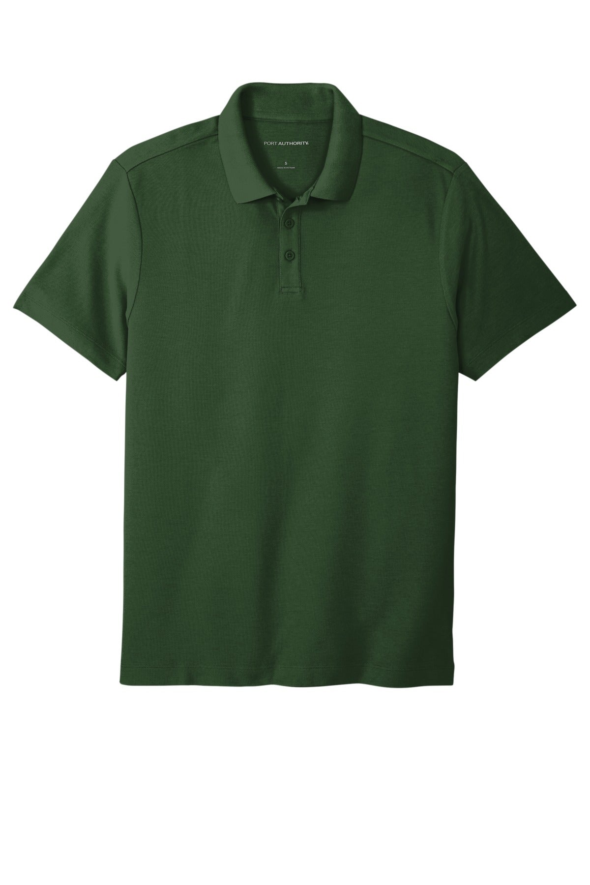 Front View of DarkGreen Port Authority SuperPro React Polo. K810