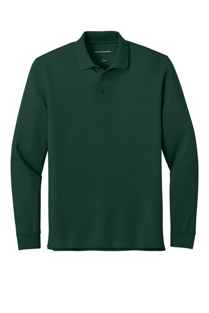 Front View of DarkGreen Port Authority Wearever Signature Pique Long Sleeve Polo K200LS