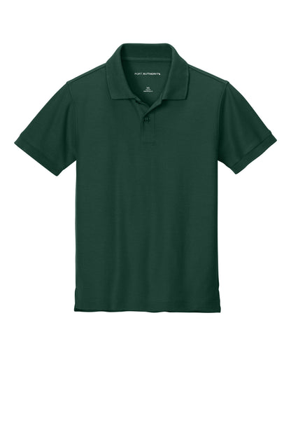 Front View of DarkGreen Port Authority Youth Wearever Signature Pique Polo Y200
