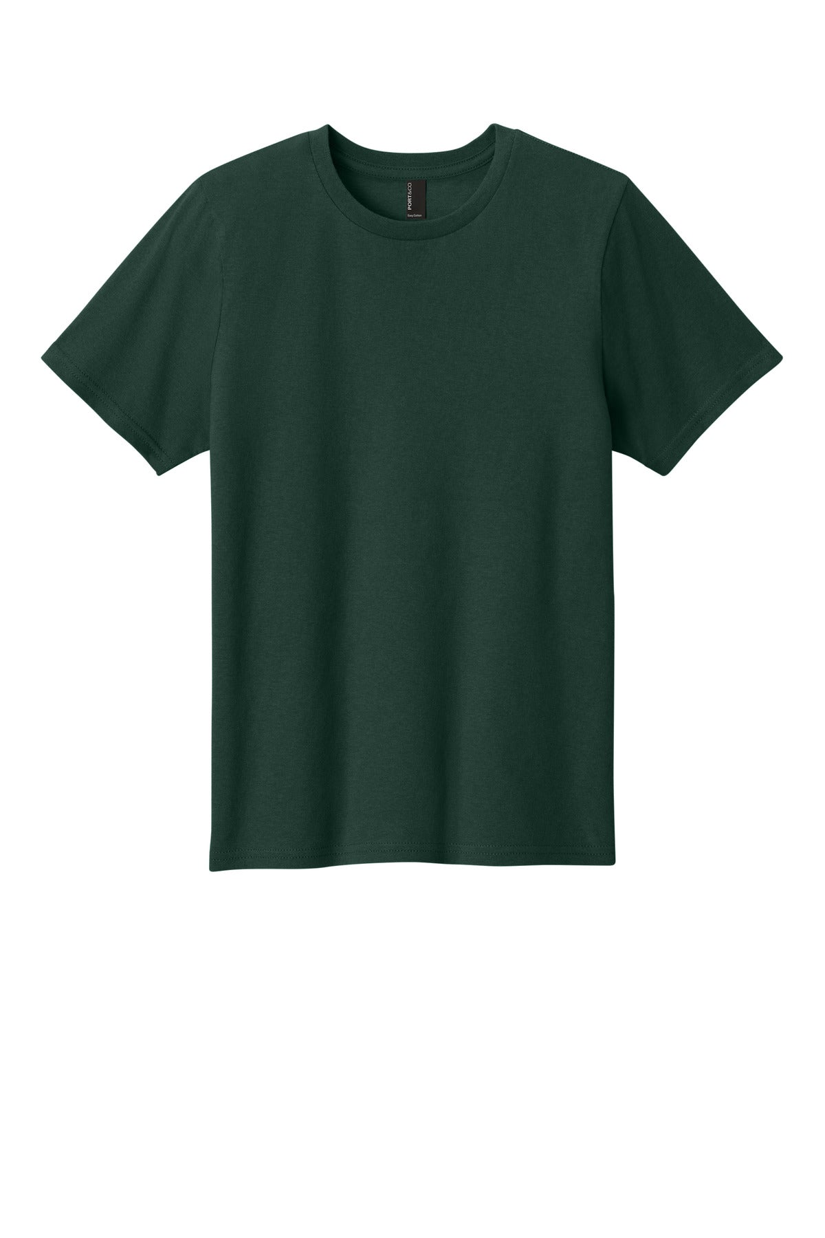 Front View of DarkGreen Port & Co Youth Easy Cotton Tee PC43Y
