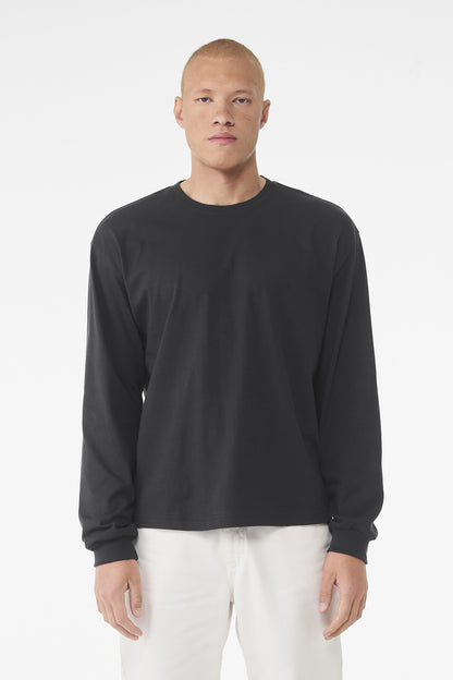 Front View of DarkGrey BELLA+CANVAS Unisex 6-Ounce Heavyweight Long Sleeve Tee BC3511