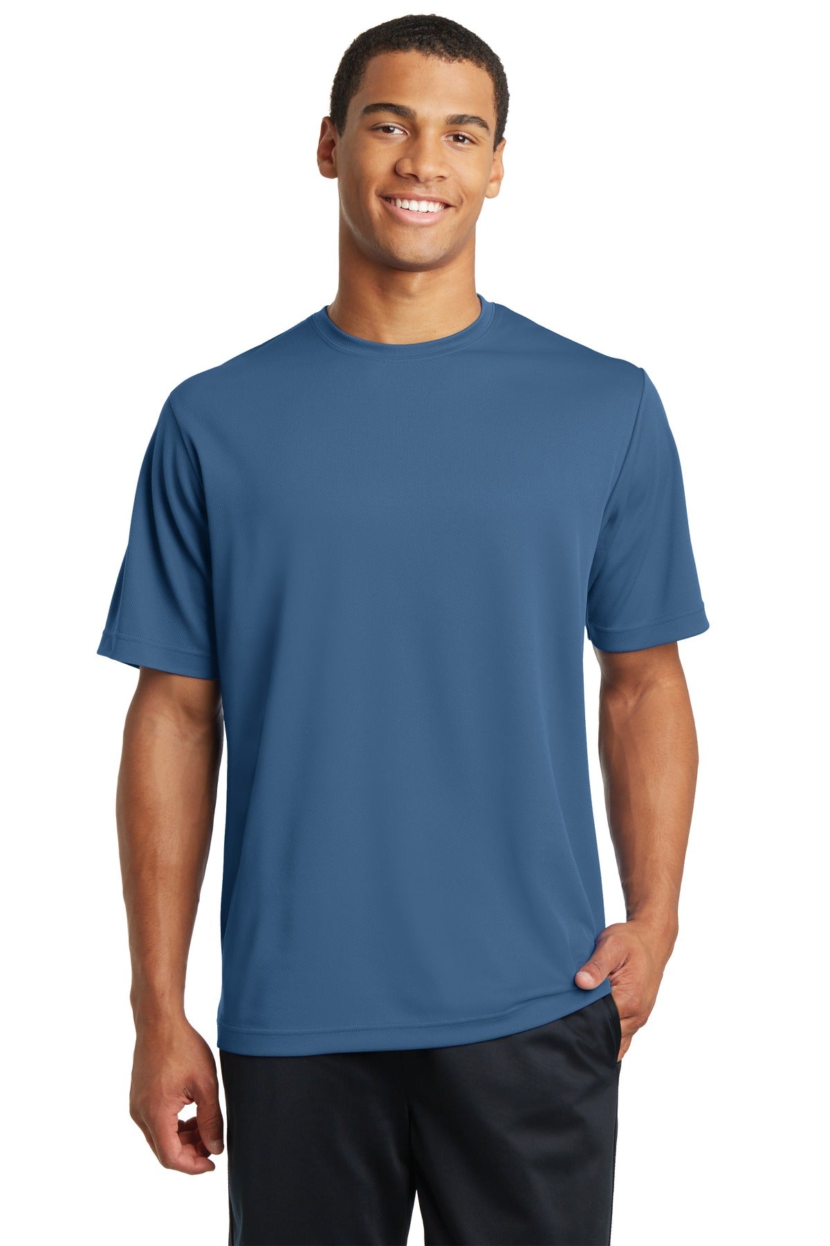 Front View of Dawn Blue Sport-Tek PosiCharge RacerMesh Tee. ST340
