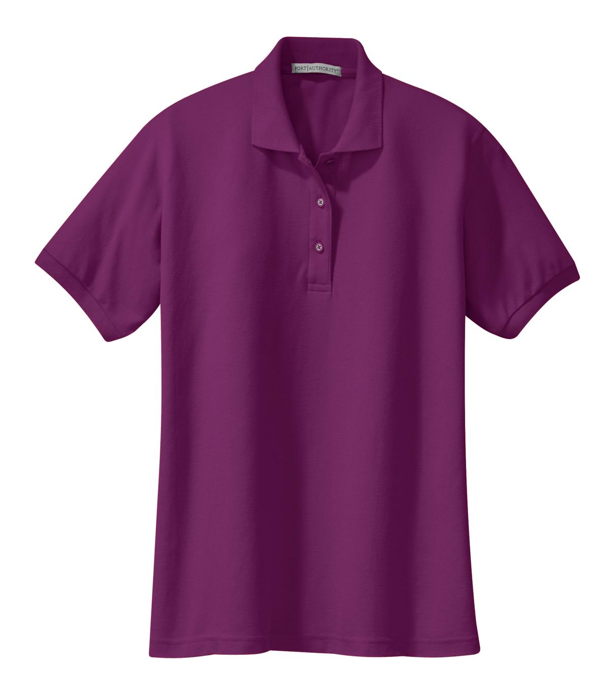Front View of Deep Berry Port Authority Women's Silk Touch Polo. L500