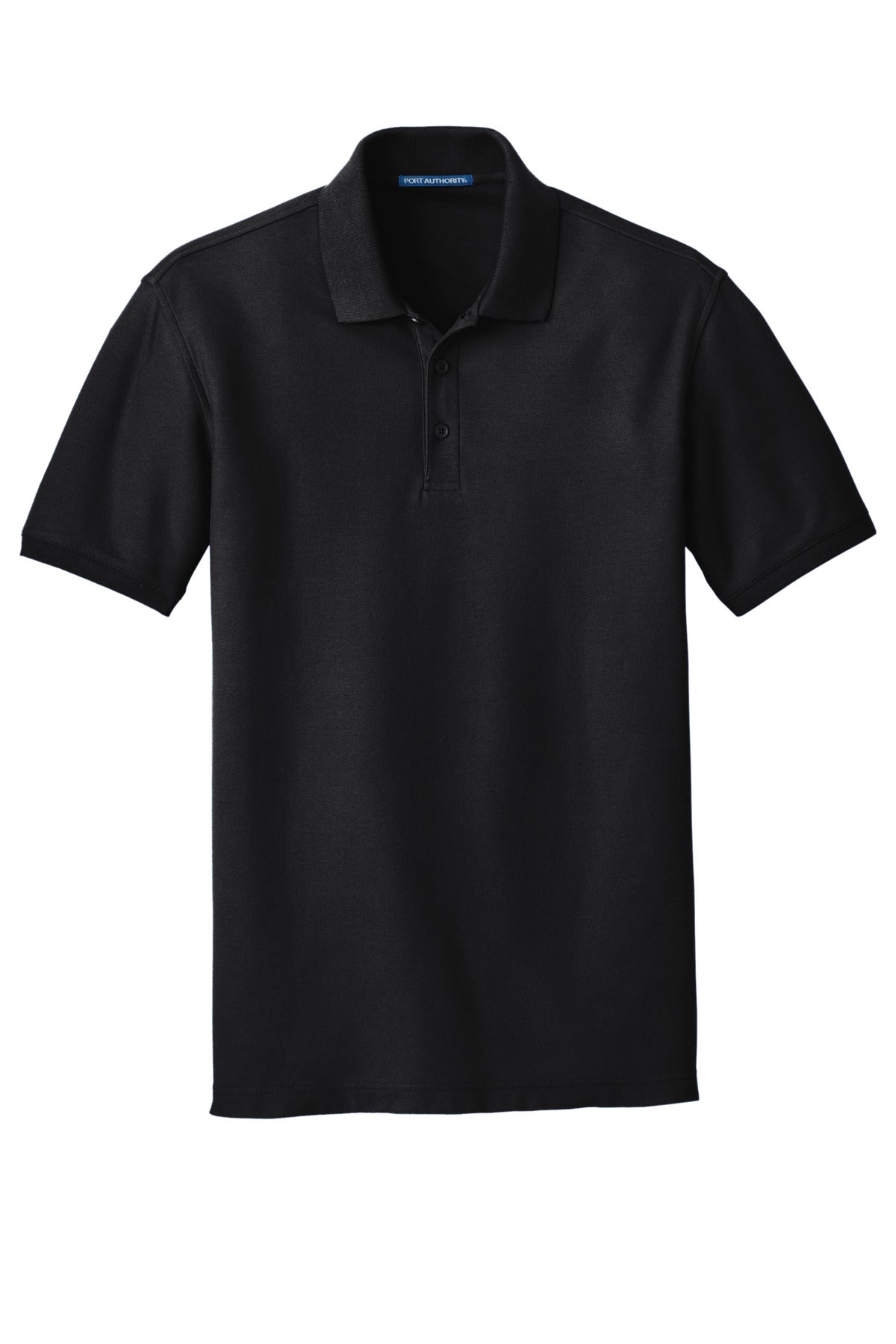 Front View of Deep Black Port Authority Core Classic Pique Polo. K100