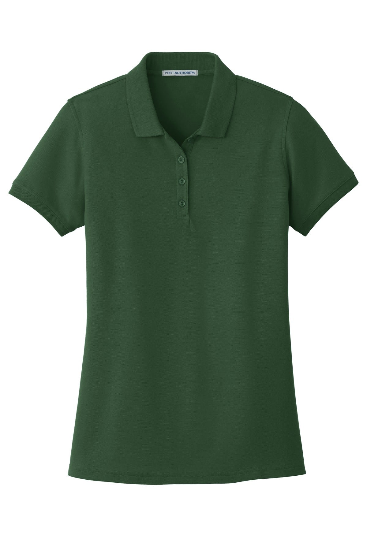 Front View of Deep For Green Port Authority Women's Core Classic Pique Polo. L100