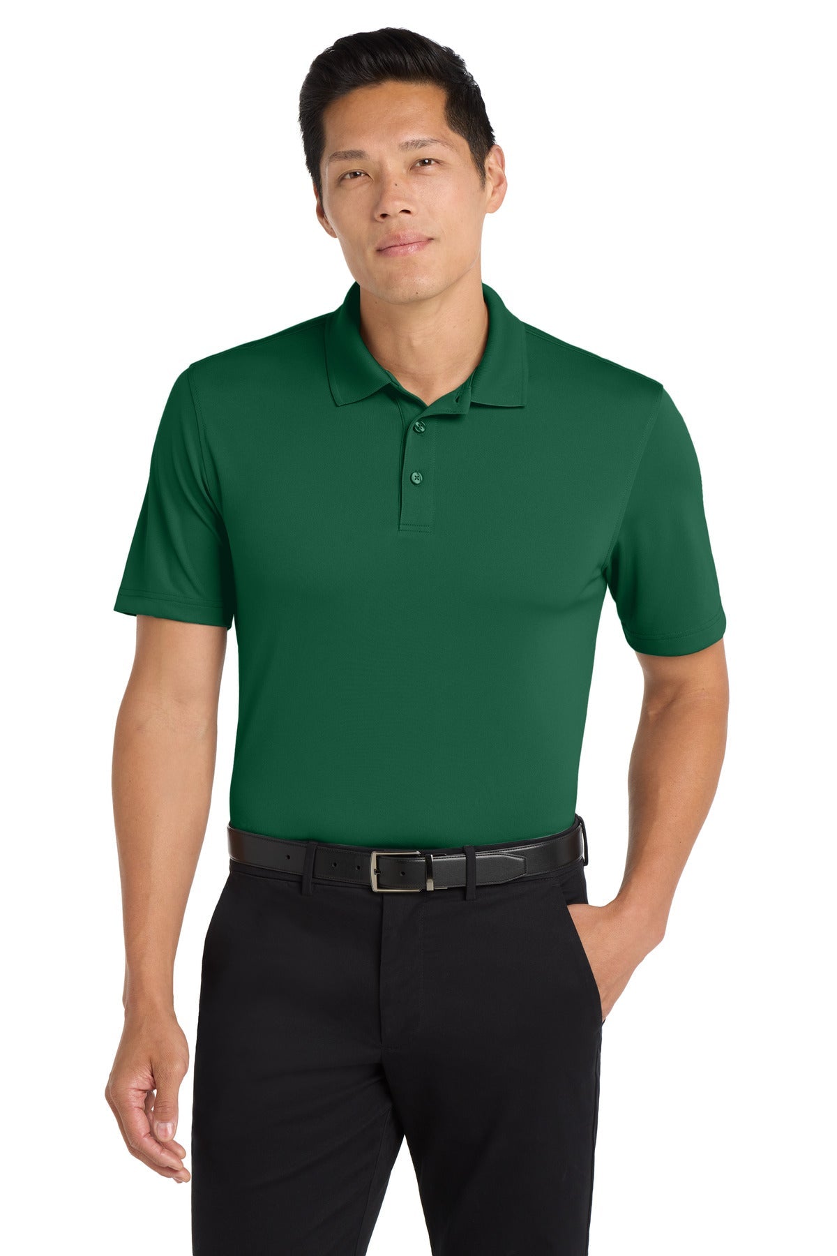 Front View of Deep Forest Gn Port Authority Dry Zone UV Micro-Mesh Polo. K110
