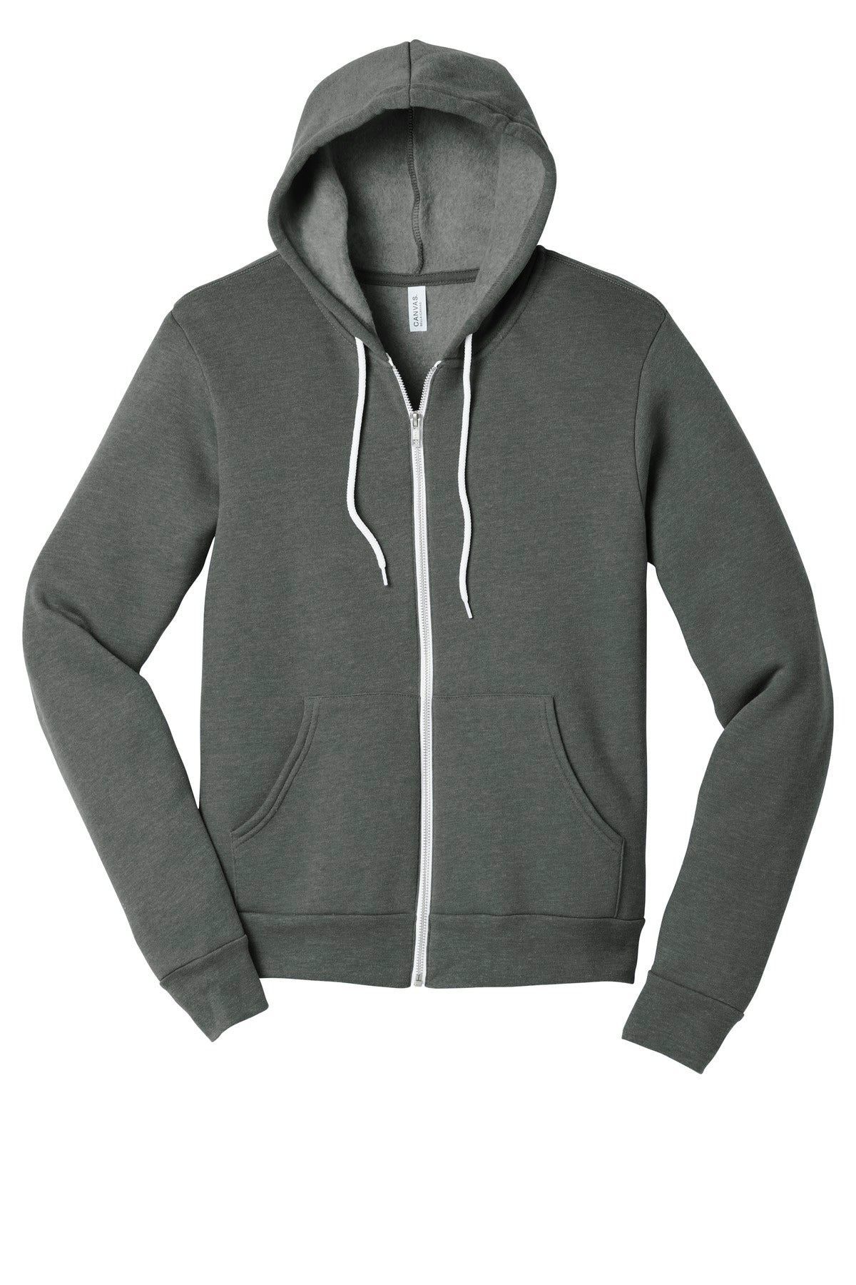 Front View of Deep Ht BELLA+CANVAS Unisex Sponge Fleece Full-Zip Hoodie. BC3739