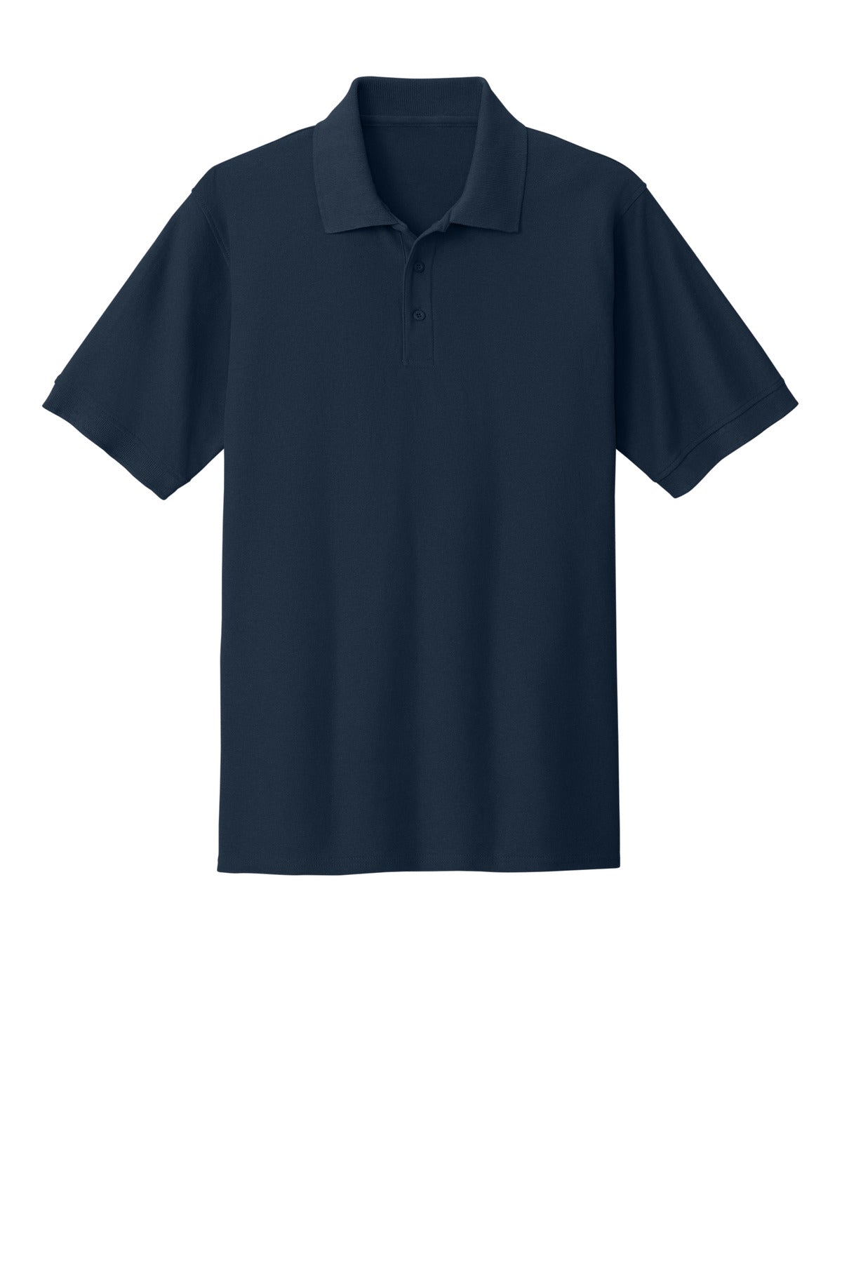 Front View of Deep Navy Port & Co Core Blend Pique Polo. KP155