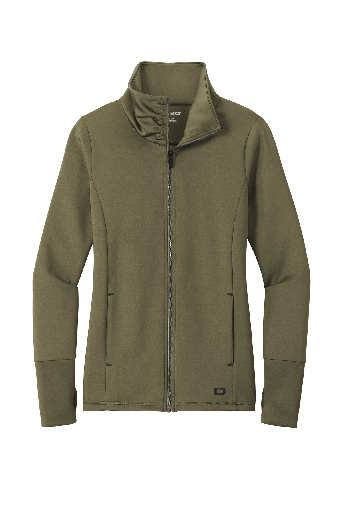 Front View of Deep Olive OGIO Women's Modern Performance Full-Zip. LOE703
