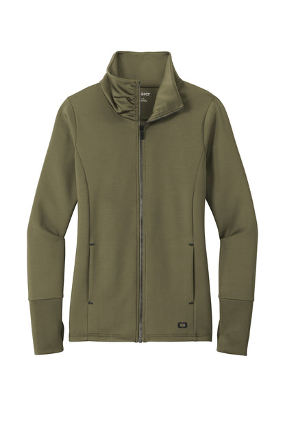 Front View of Deep Olive OGIO Women's Modern Performance Full-Zip. LOE703