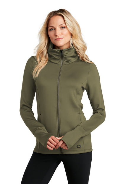 Front View of Deep Olive OGIO Women's Modern Performance Full-Zip. LOE703