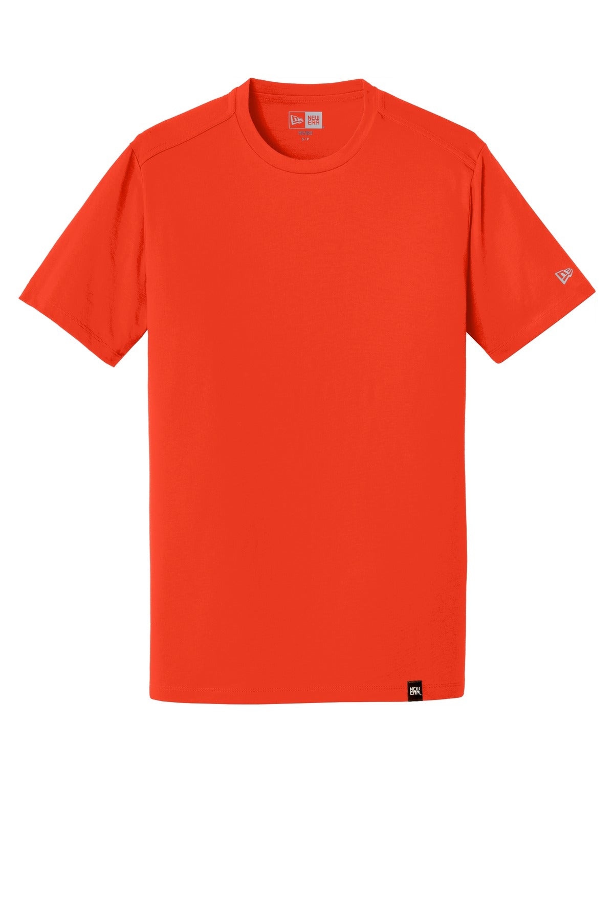 Front View of Deep Orange New Era Heritage Blend Crew Tee. NEA100