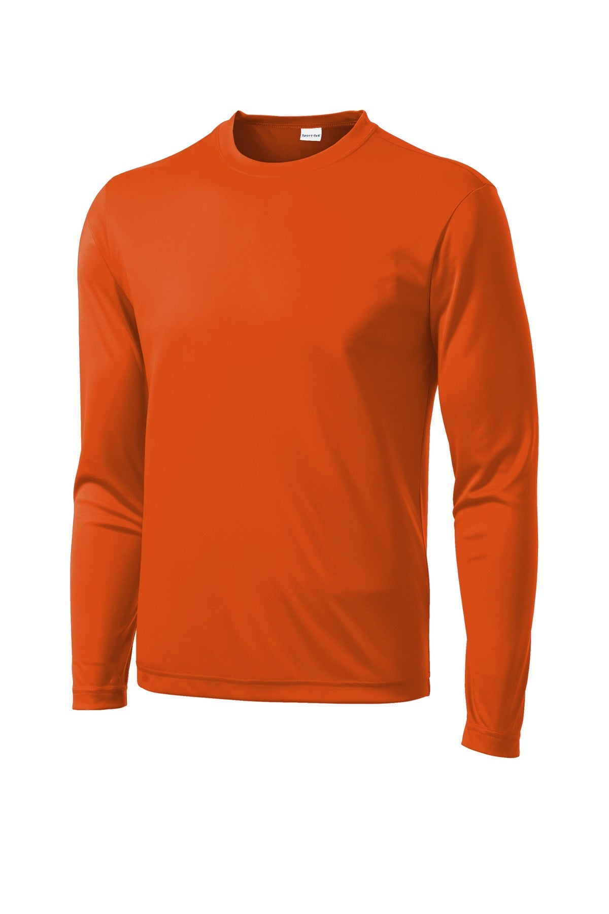 Front View of Deep Orange Sport-Tek Long Sleeve PosiCharge Competitor Tee. ST350LS