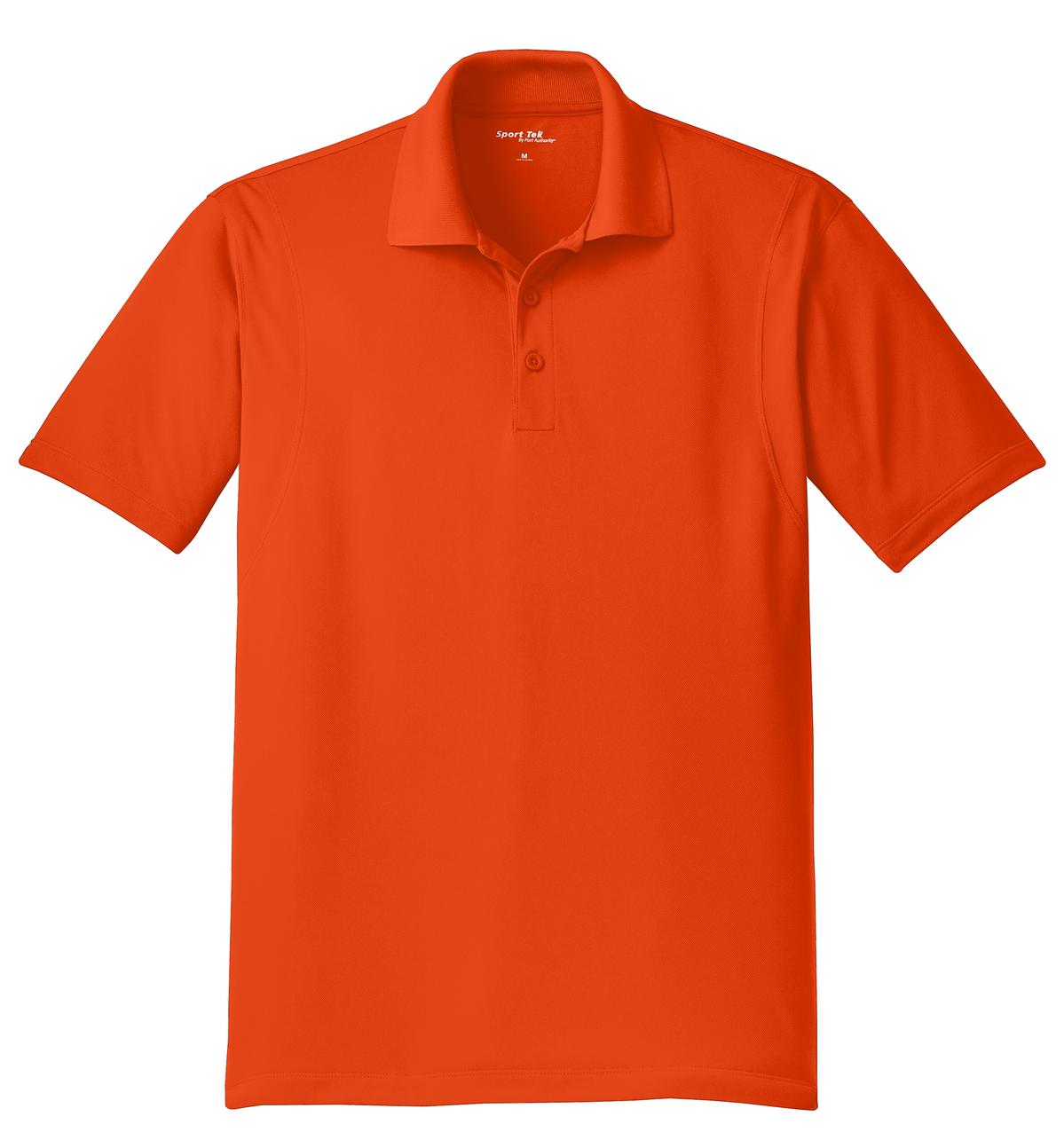 Front View of Deep Orange Sport-Tek Micropique Sport-Wick Polo. ST650