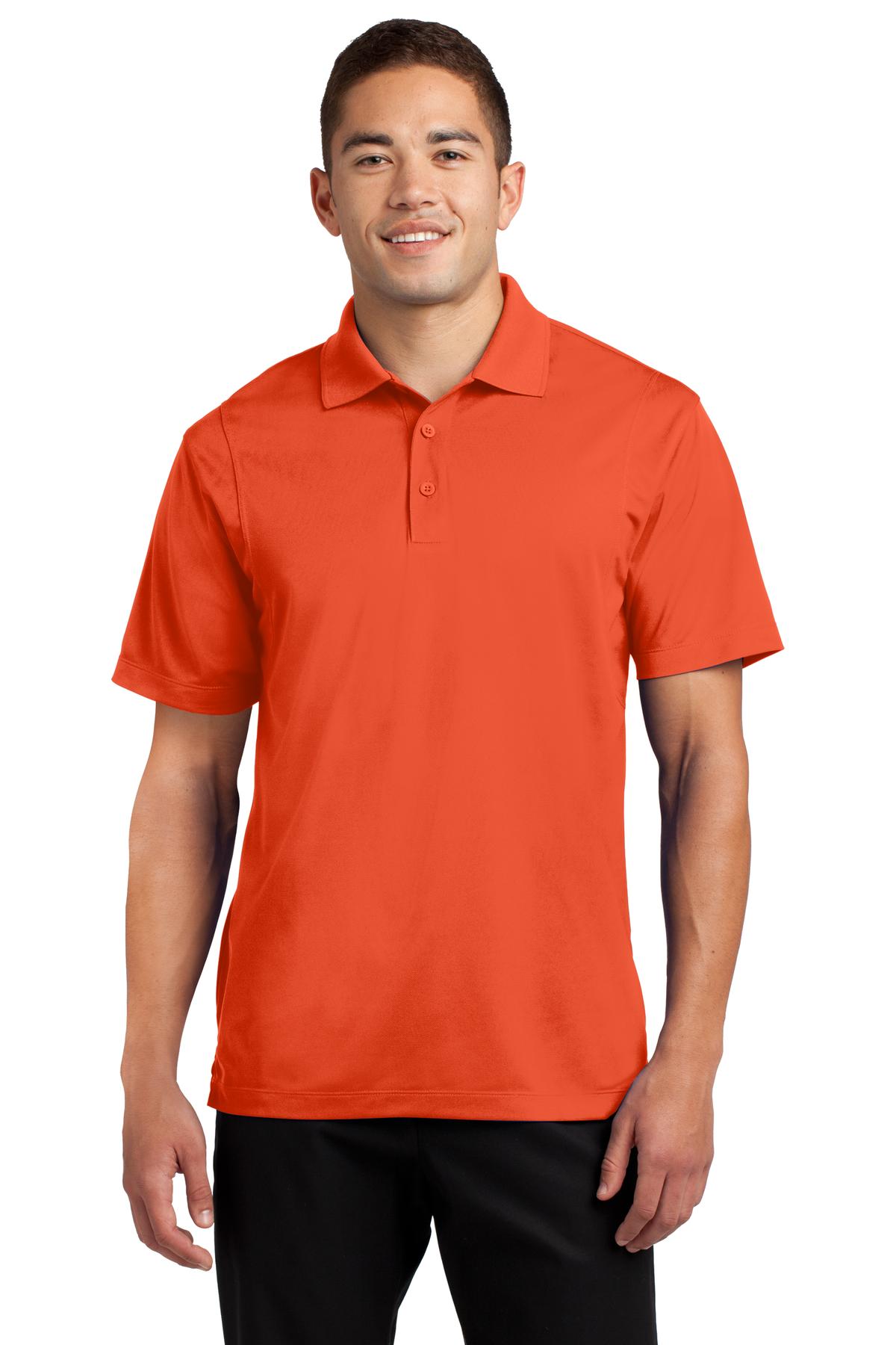Front View of Deep Orange Sport-Tek Micropique Sport-Wick Polo. ST650