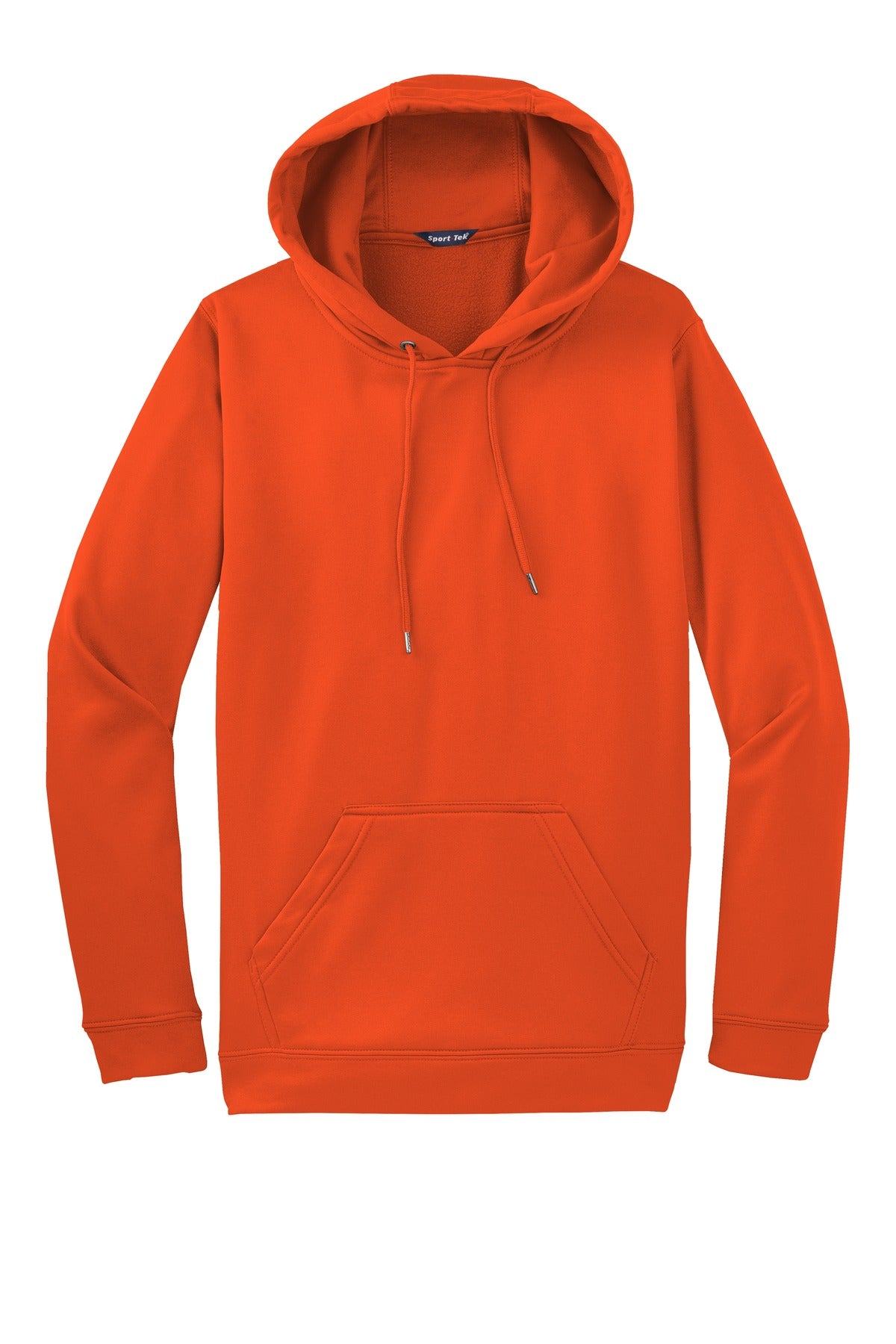 Front View of Deep Orange Sport-Tek Sport-Wick Fleece Hooded Pullover. F244