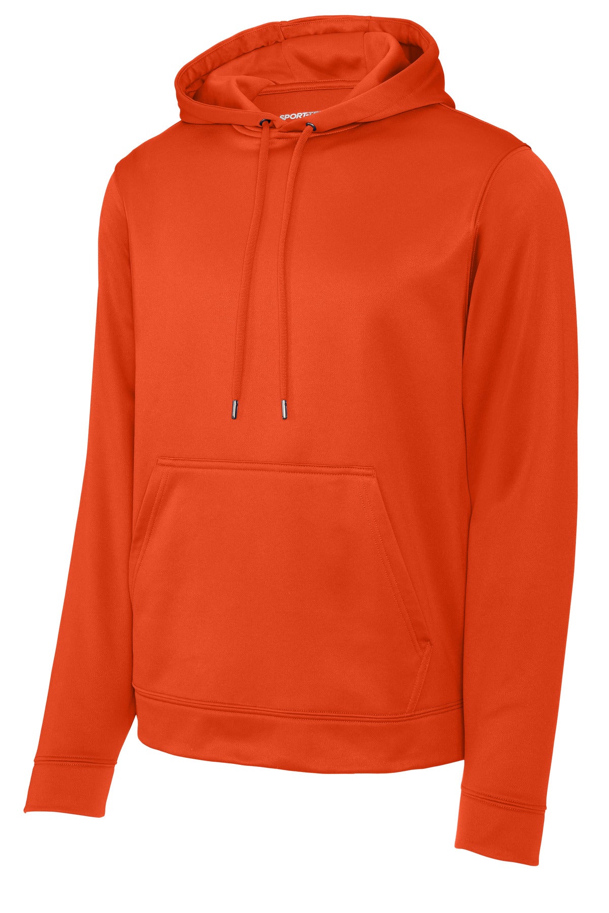 Front View of Deep Orange Sport-Tek Sport-Wick Fleece Hooded Pullover. F244