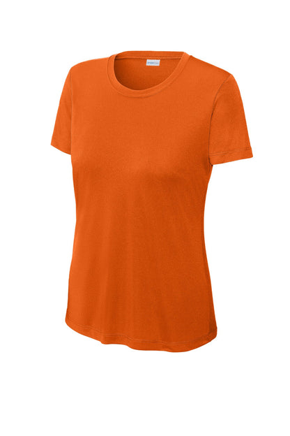 Front View of Deep Orange Sport-Tek Women's PosiCharge Competitor Tee. LST350