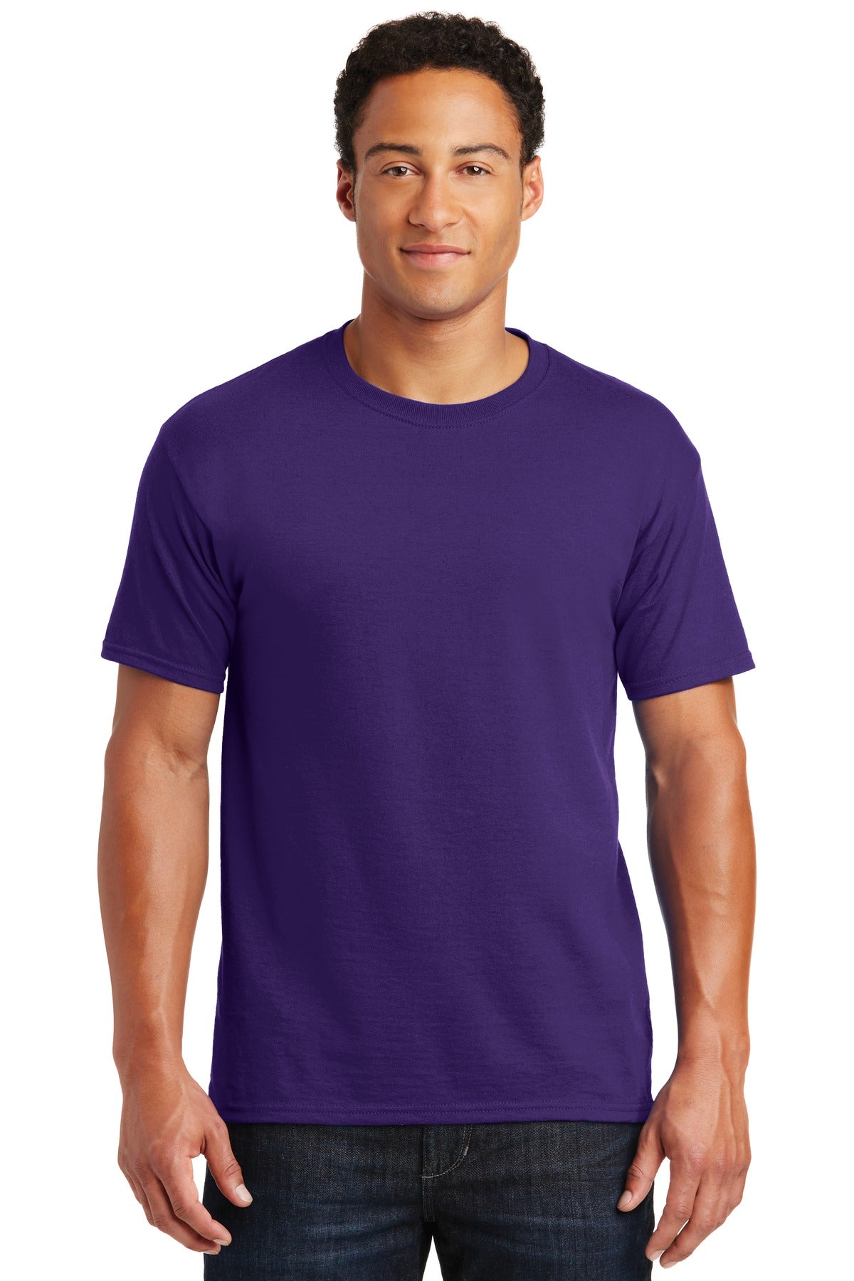 Front View of Deep Purple Jerzees - Dri-Power 50/50 Cotton/Poly T-Shirt. 29M