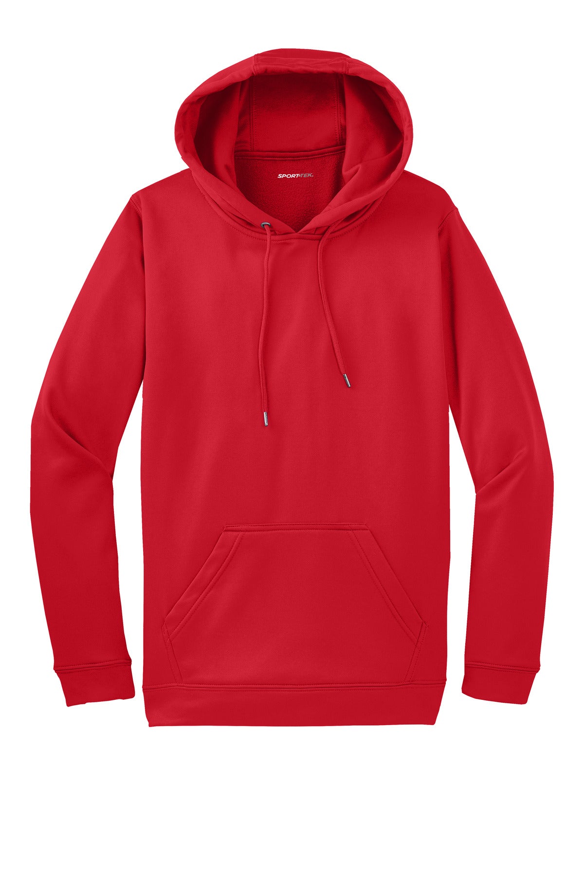 Front View of Deep Red Sport-Tek Sport-Wick Fleece Hooded Pullover. F244