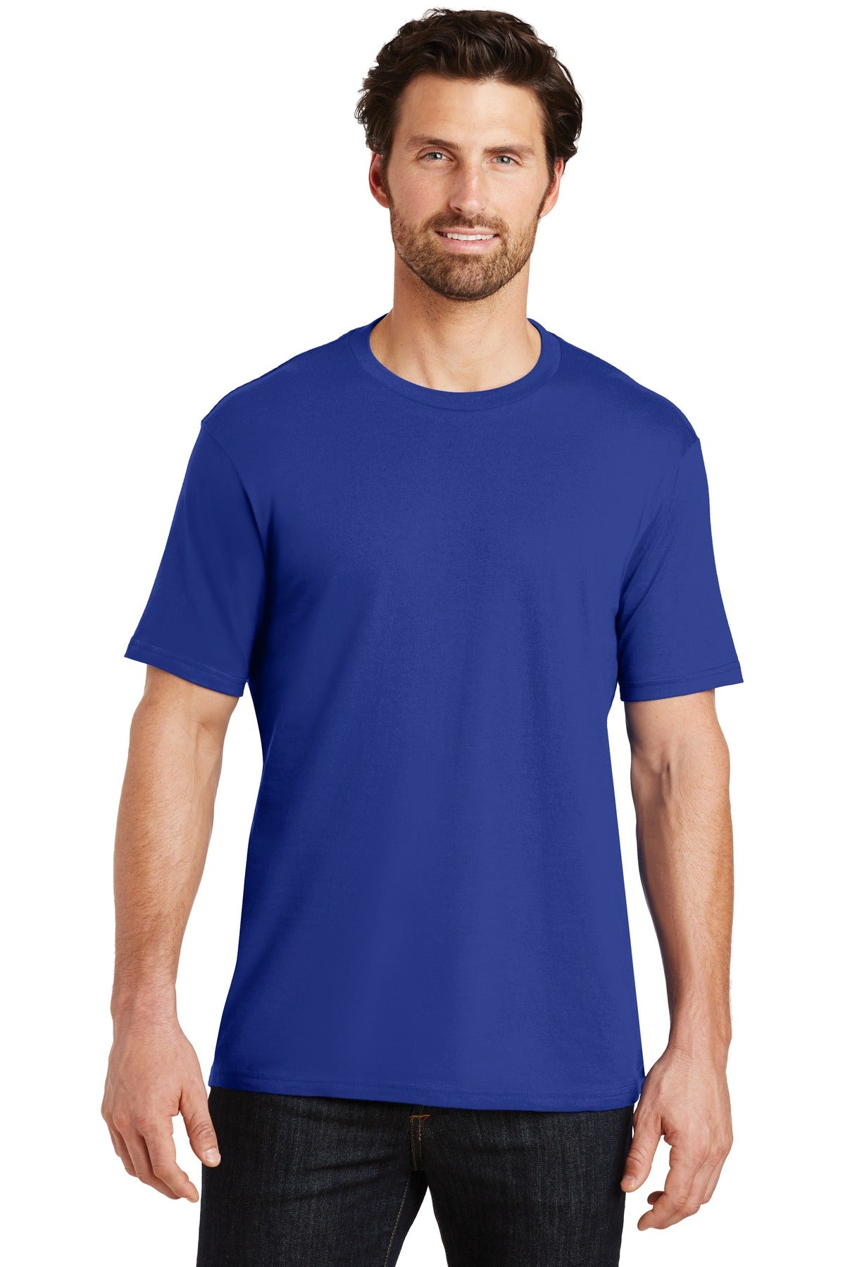 Front View of Deep Royal District Perfect Weight Tee. DT104