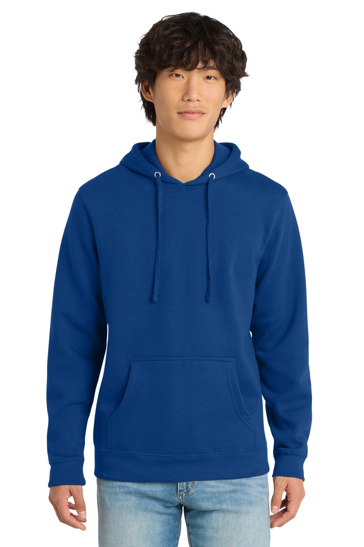 Front View of Deep Royal District V.I.T. Fleece Hoodie DT6100