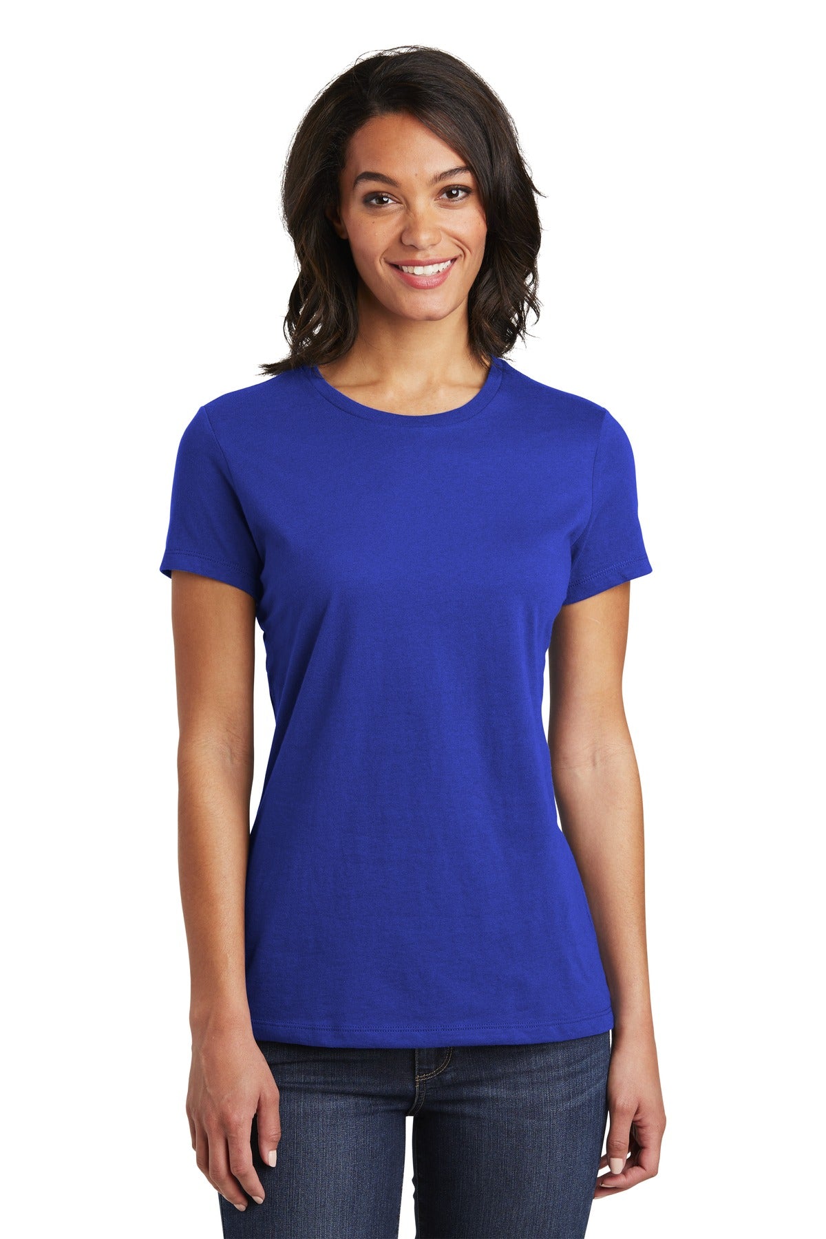 Front View of Deep Royal District Women's Very Important Tee . DT6002