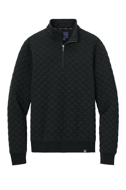 Front View of DeepBlack Brooks Brothers Diamond Quilt 1/4-Zip BB18212