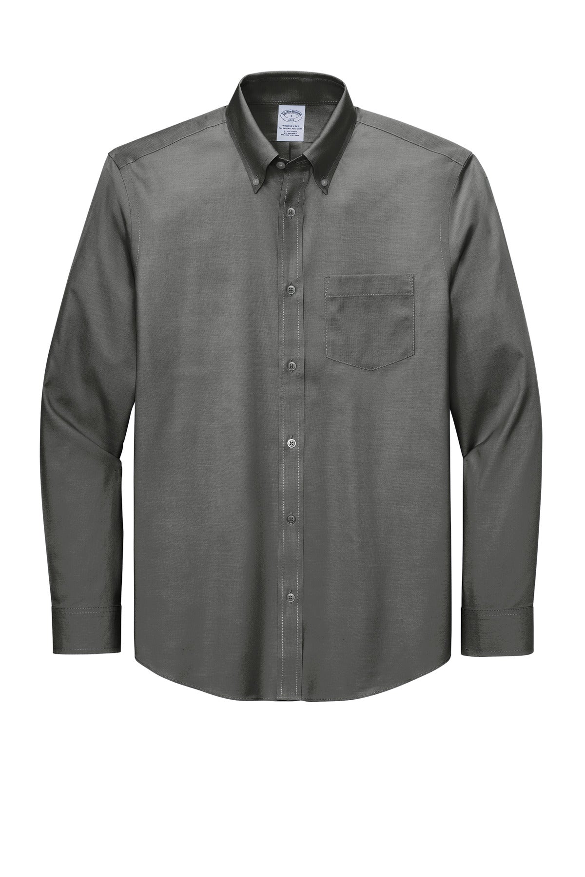 Front View of DeepBlack Brooks Brothers Tall Wrinkle-Free Stretch Pinpoint Shirt TBB18000