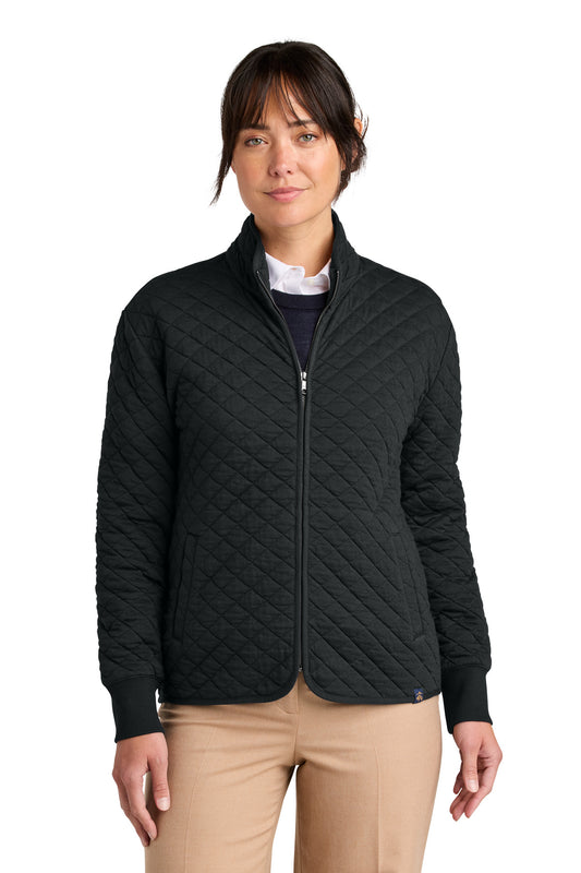 Front View of DeepBlack Brooks Brothers Women's Diamond Quilt Full-Zip BB18213