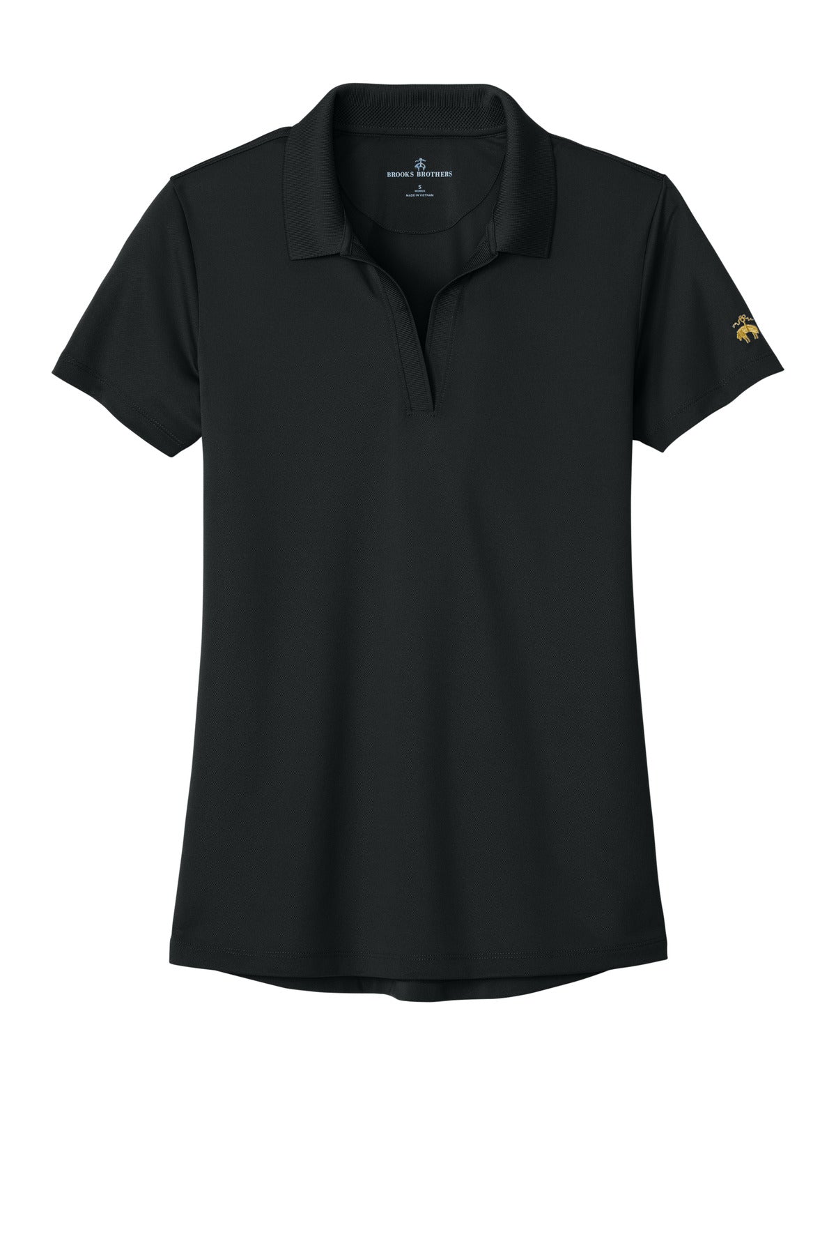 Front View of DeepBlack Brooks Brothers Women's Mesh Pique Performance Polo BB18221