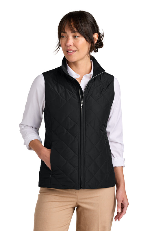 Front View of DeepBlack Brooks Brothers Women's Quilted Vest BB18603