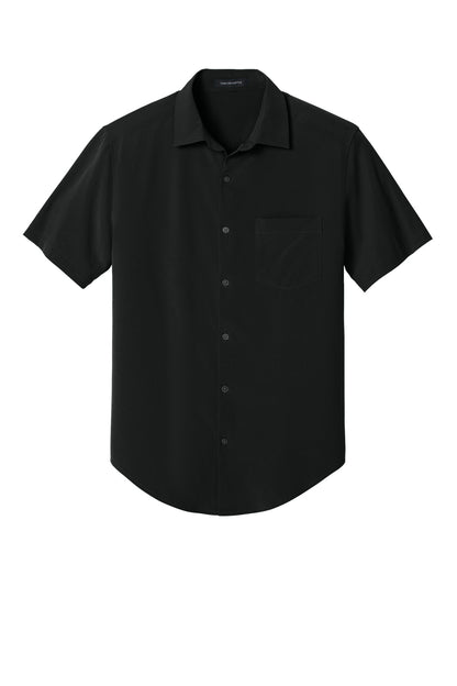 Front View of DeepBlack Mercer+Mettle Short Sleeve UV Capital Tech Shirt MM2006