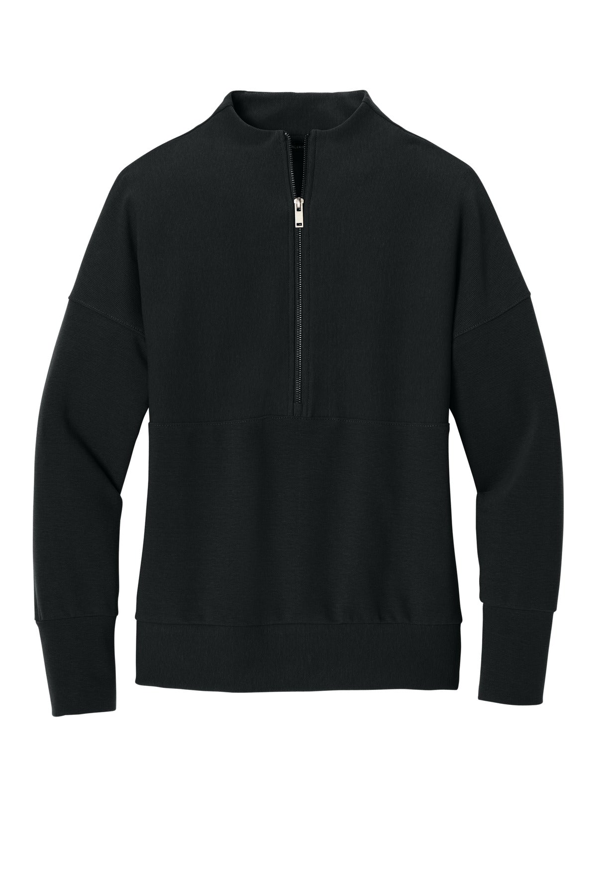 Front View of DeepBlack Mercer+Mettle Women's Linear Texture 1/4-Zip MM3041