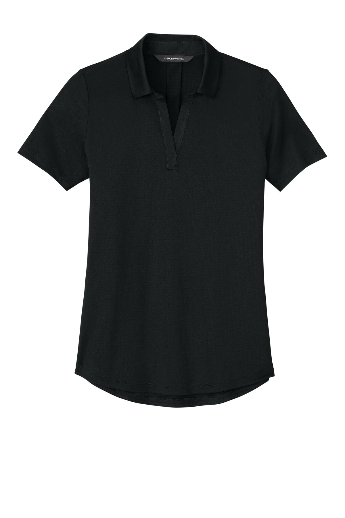 Front View of DeepBlack Mercer+Mettle Women's Recharge Jersey Polo MM1021